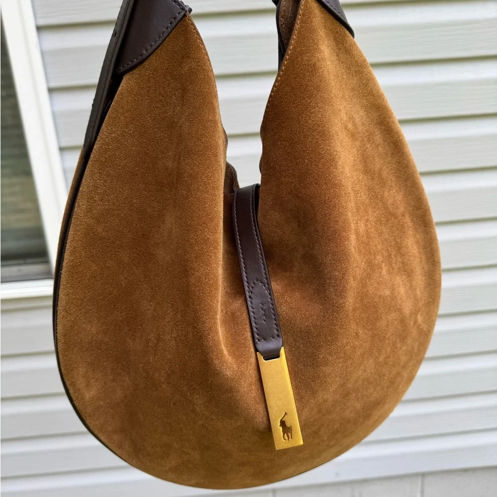 Ralph Lauren Polo ID Suede Large Shoulder Bag - Picture 3 of 6